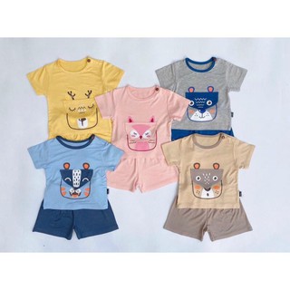bộ cotton thun lạnh hình thú cho bé yêu