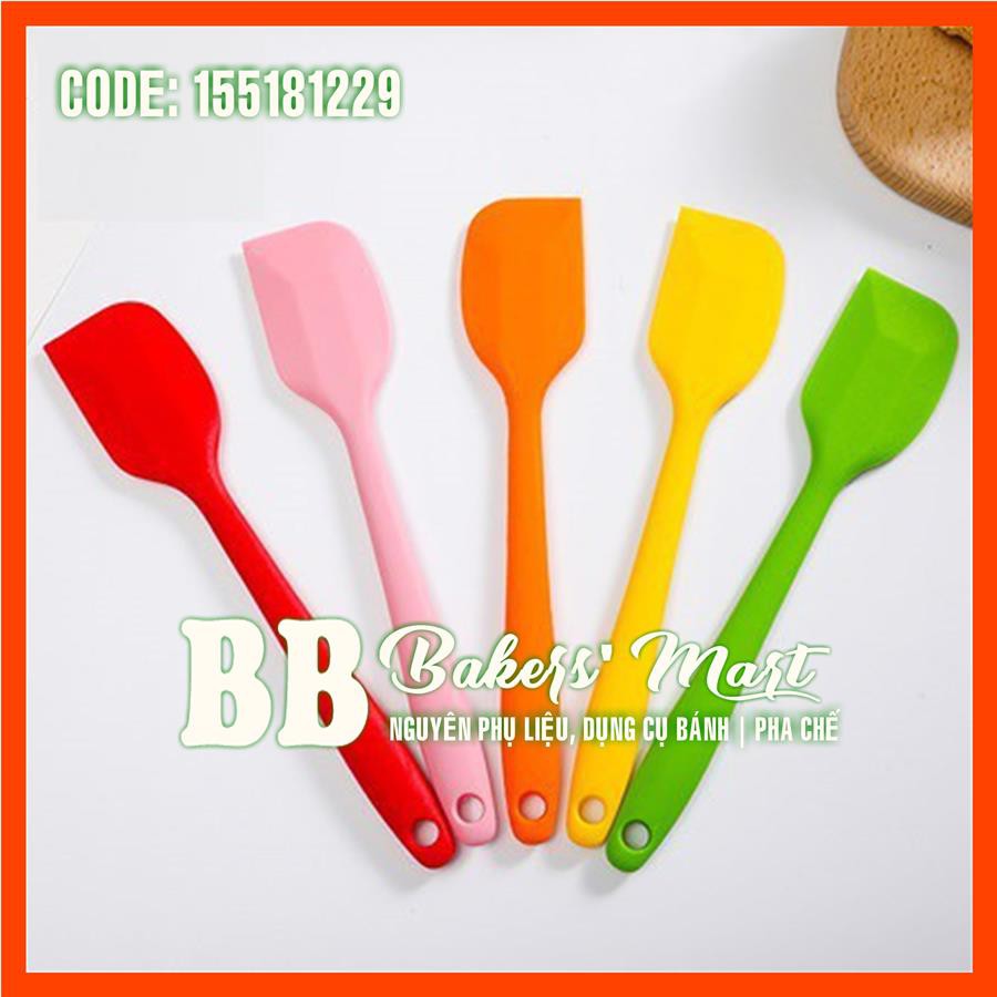 1 MÀU NHỎ 21cm - CÂY PHỚI VÉT Spatula dẹt trộn bột silicone đúc liền 1 MÀU (GIAO MÀU SẮC NGẪU NHIÊN)