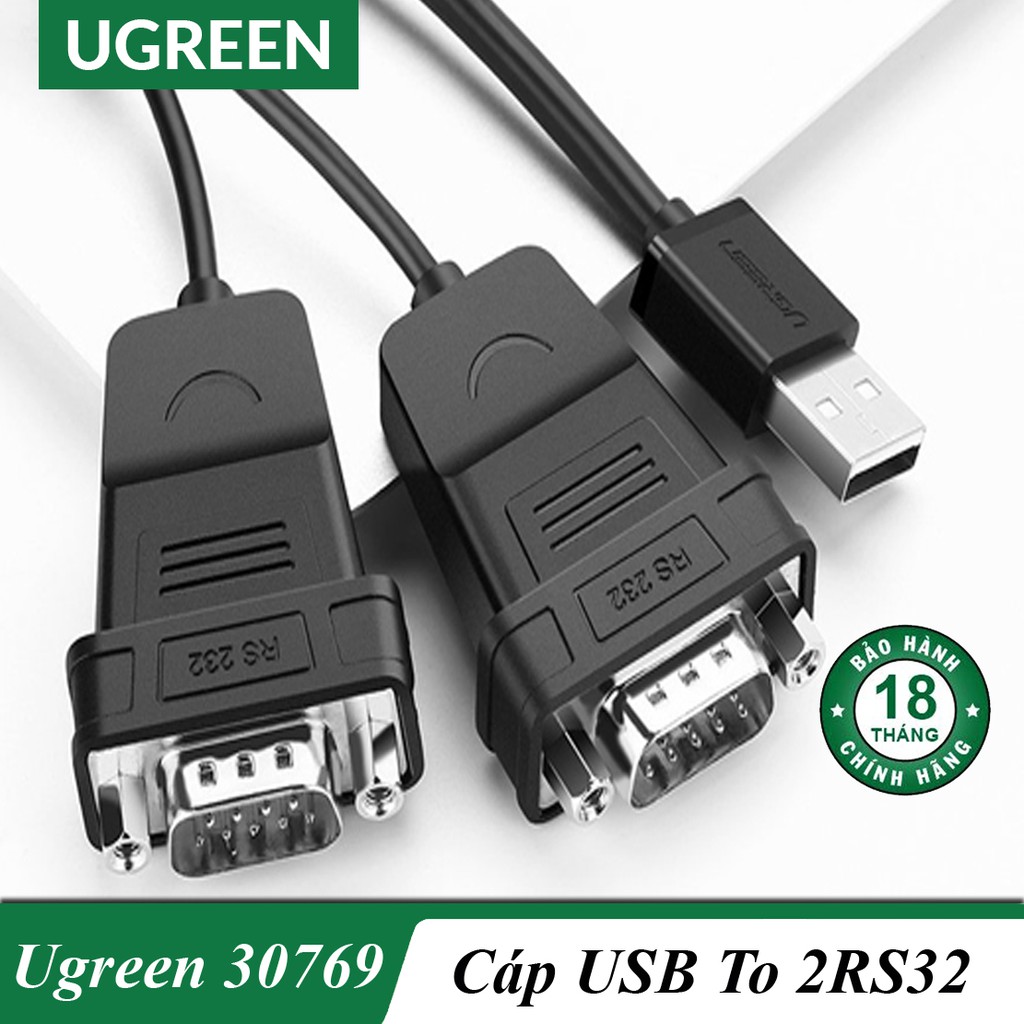 Cáp USB to 2 RS232 ( USB to 2 Com) Ugreen 30769 cao cấp