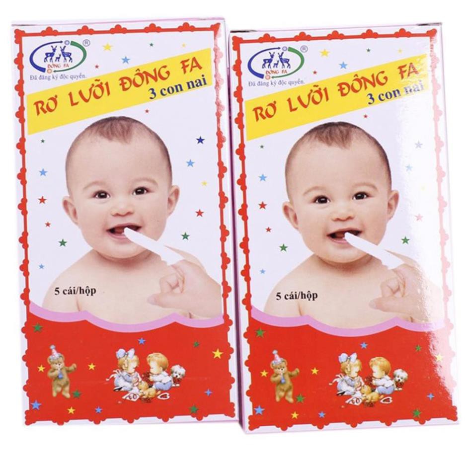 Rơ Lưỡi Đông Fa - Làm sạch lưỡi, răng miệng của bé (Bịch 10 hộp, hộp 5 cái)