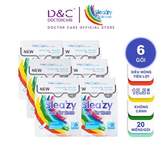 Combo 6 gói băng vệ sinh Sleazy for Teen hàng ngày 15,5cm siêu thấm