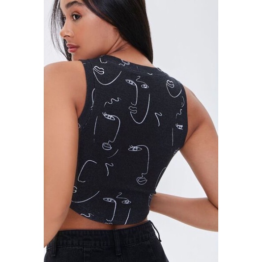 Áo Croptop hoạ tiết dễ thương F21 dư xịn 100%