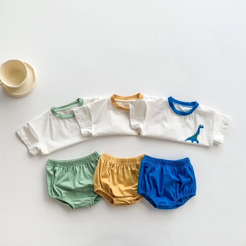 Bộ 2 món áo liền quần tay ngắn + quần Short thời trang mùa hè phong cách Hàn Quốc cho bé sơ sinh