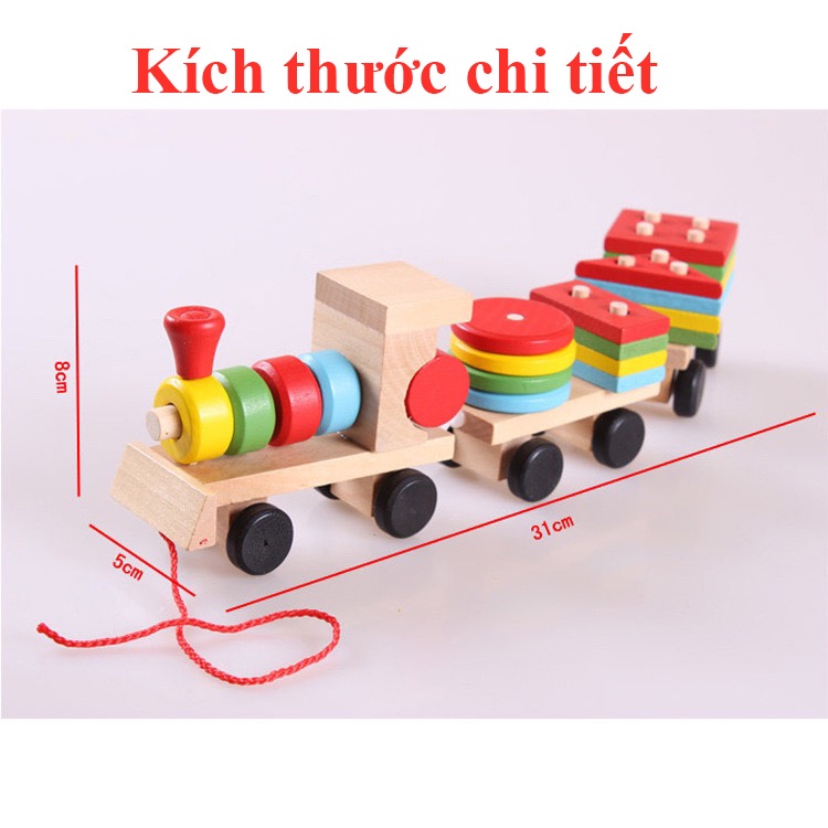 Đoàn tàu gỗ thả hình - đồ chơi giáo dục - đồ chơi gỗ thông mình