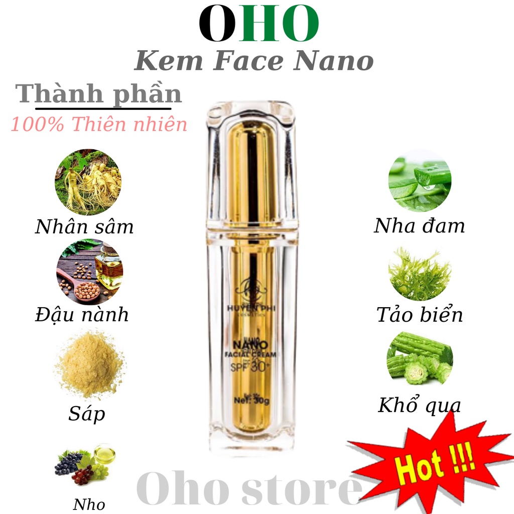 Kem Face Nano Huyền Phi giúp da căng bóng makeup,chống nắng,che khuyết điểm,ngăn ngừa mụn trứng cá 30g