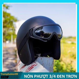 Nón Bảo Hiểm 3/4 Damtrax Đen Trơn