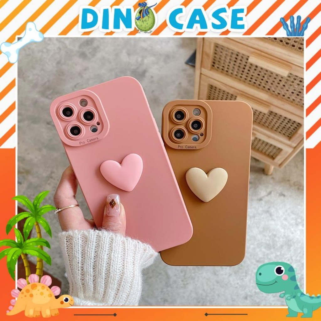 Ốp lưng iphone cạnh vuông gắn charm tim bảo vệ camera 7plus x xsmax 11 11promax 12 12pro 12promax 13 13pro 13proma DT13