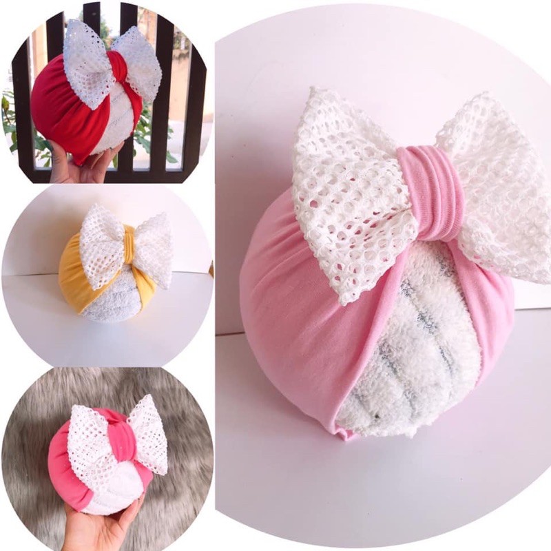 mũ turban nơ ren nhiều mầu( 5-10kg)