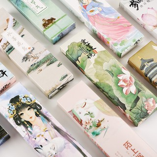 Hộp 30 tấm bookmark kẹp sách cổ phong thủy mặc nhiều mẫu