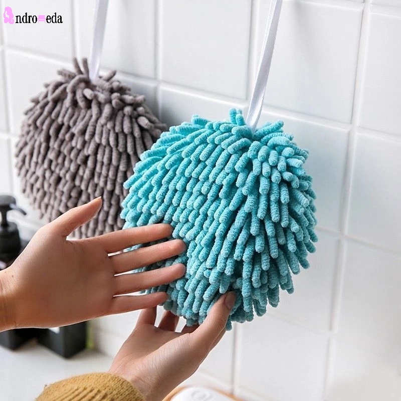 Khăn Lau Tay Bằng Sợi Nhỏ Mềm Thấm Hút Nhanh Khô Gắn Kèm Móc Treo Dành Cho Nhà Bếp Nhà Tắm