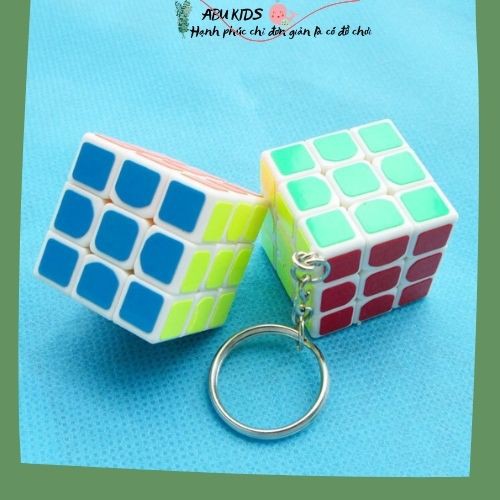 Móc khóa kiêm đồ chơi RUBIK 3X3 - Rubik lập phương màu sắc tích hợp móc khóa tiện dụng A388