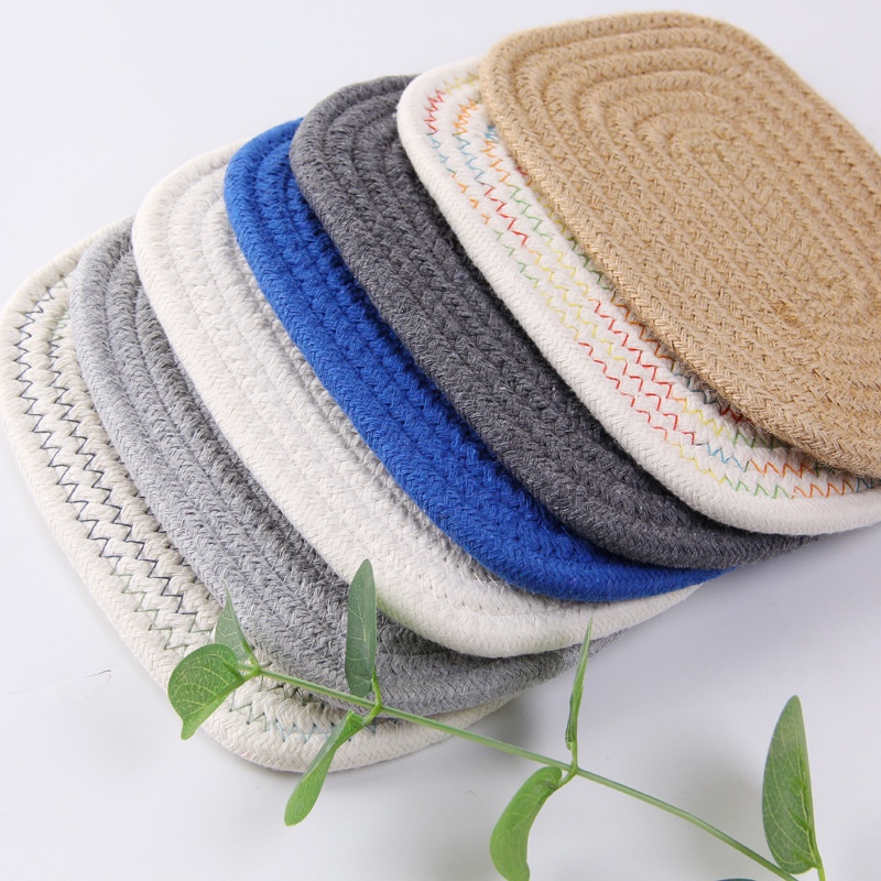Tấm lót decor, đế lót, miếng lót ly cốc, bàn ăn hình chữ nhật sợi vải - Hatimoon - HTL610
