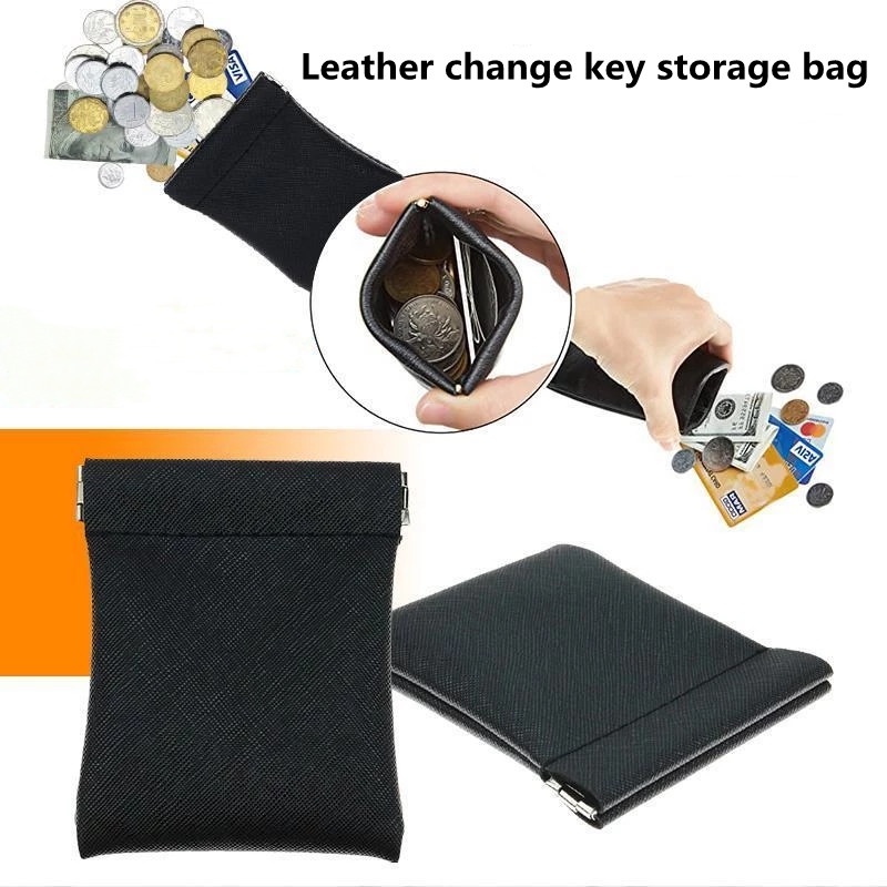 Ví da PU đựng tiền xu và chìa khóa tự động mini chống thấm nước cho nữ