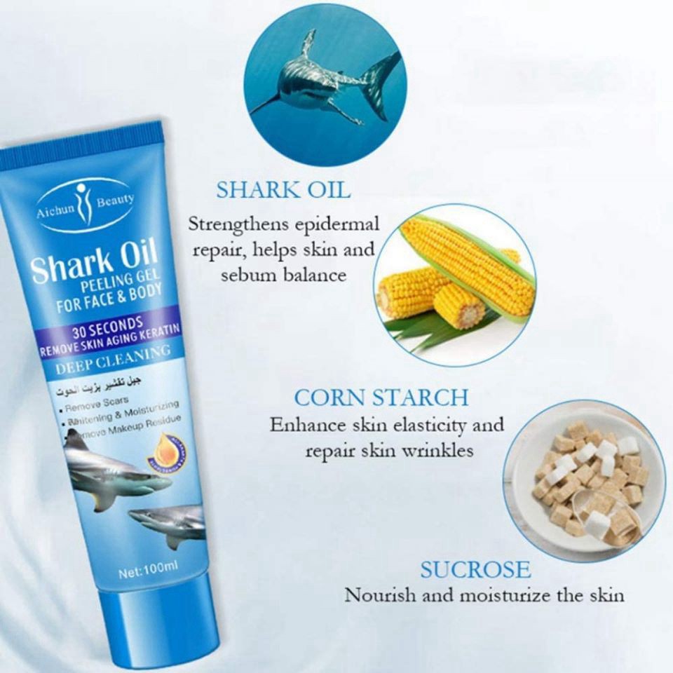 [Giá tốt] [XẢ KHO_FREESHIP] [Hàng mới] Shark Oil - Gel tẩy tế bào chết cho mặt và cơ thể - Đem lại làn da trắng sáng