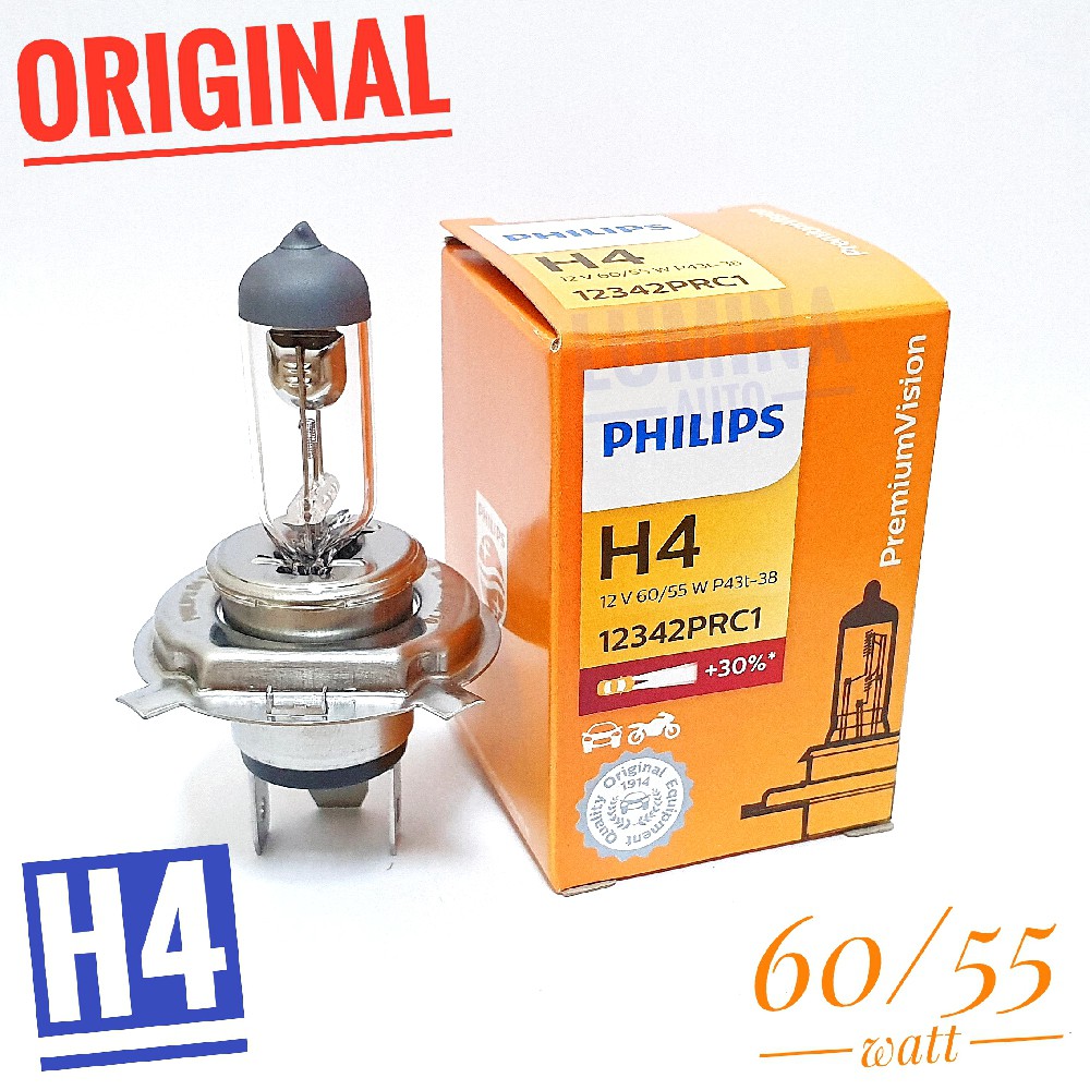 Bóng Đèn Halogen Philips H4 60 / 55 Watt 30% Chuyên Dụng Cho Xe Hơi