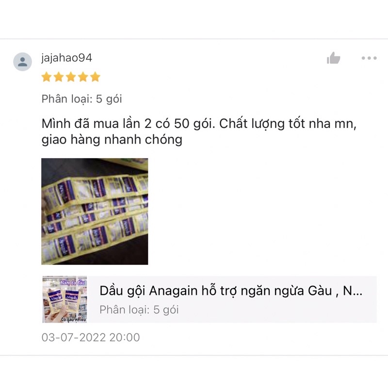 Dầu gội đầu Anagain ngừa gàu, giảm nấm rụng tóc gói 5ml