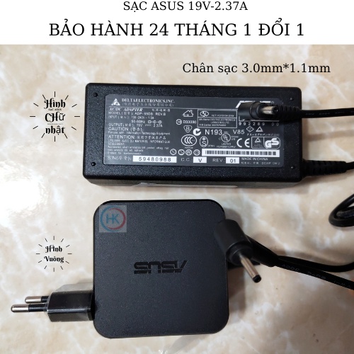 Sạc Laptop asus 19V-3.42A/2.37A chân nhỏ 3.0mmx1.1mm Asus UX31E, UX21E K401J-E1 K401L K401U K441 K441U F441S X200