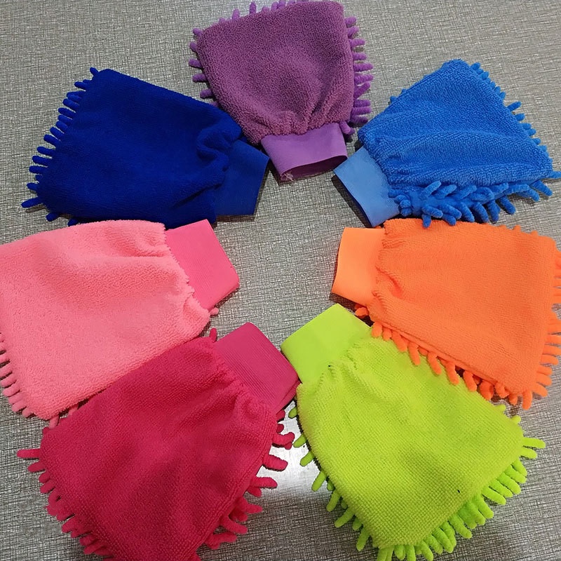 Găng tay rửa xe sợi nhỏ không xước Chenille Cao cấp Đơn / Đôi Xanh lam / Xanh lá cây / Cam, 7.87 &quot;x 5.9&quot;