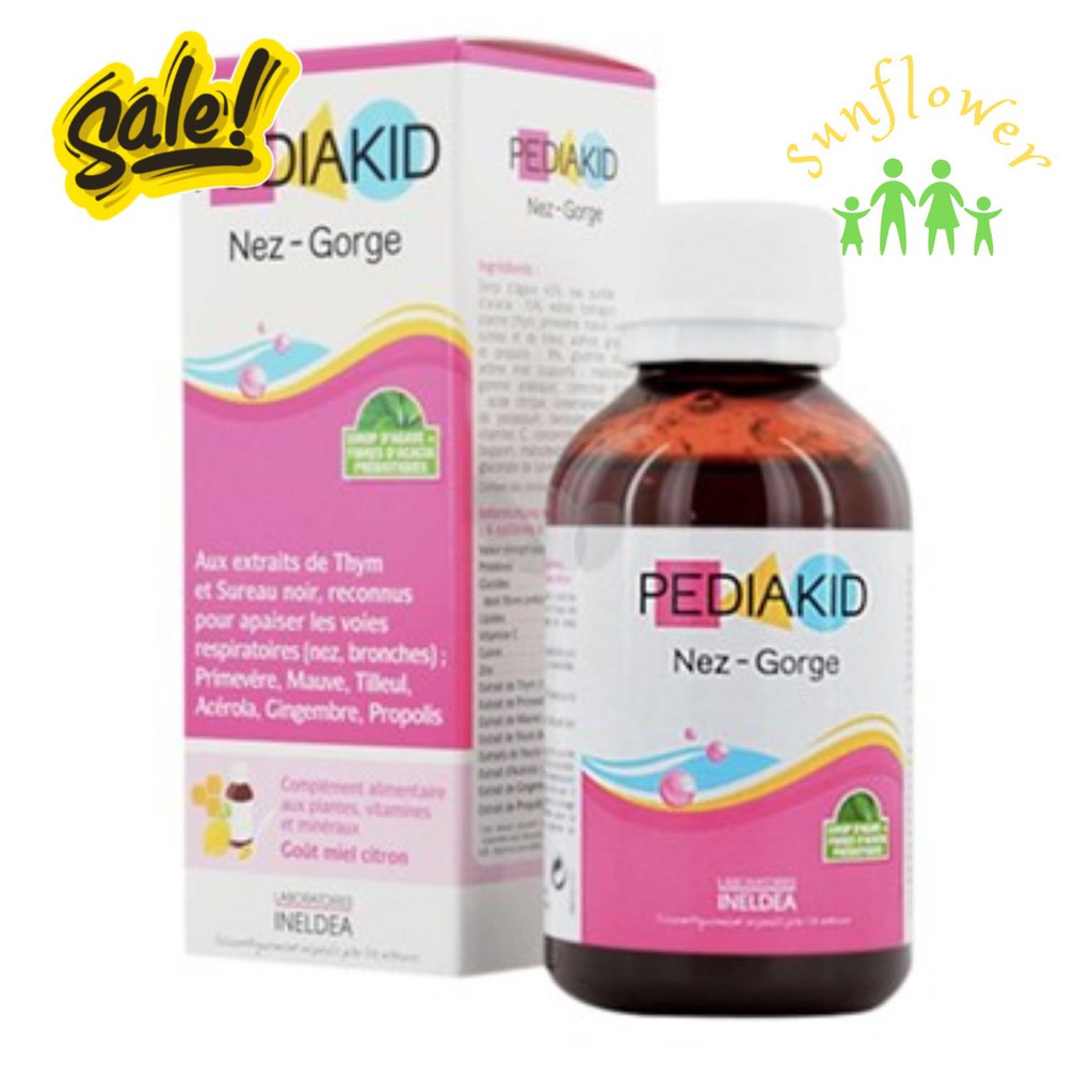 Siro Tăng Đề Kháng Mũi Họng Cho Trẻ Pediakid Nez-Gorge 125ml - Pháp
