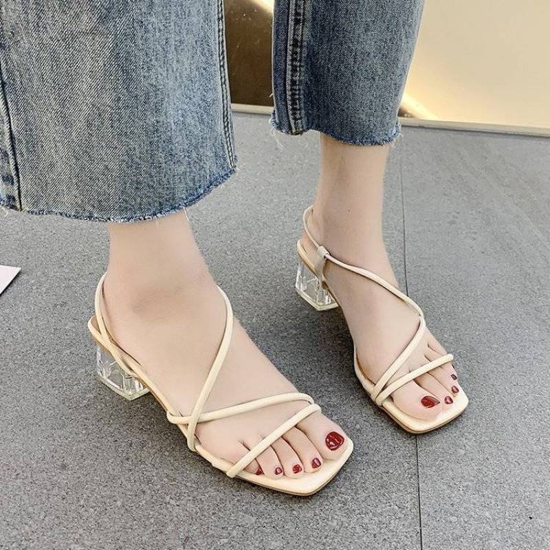 Xăng đan Gót Thấp Trong Suốt Size 34-42 Thời Trang Cho Nữ