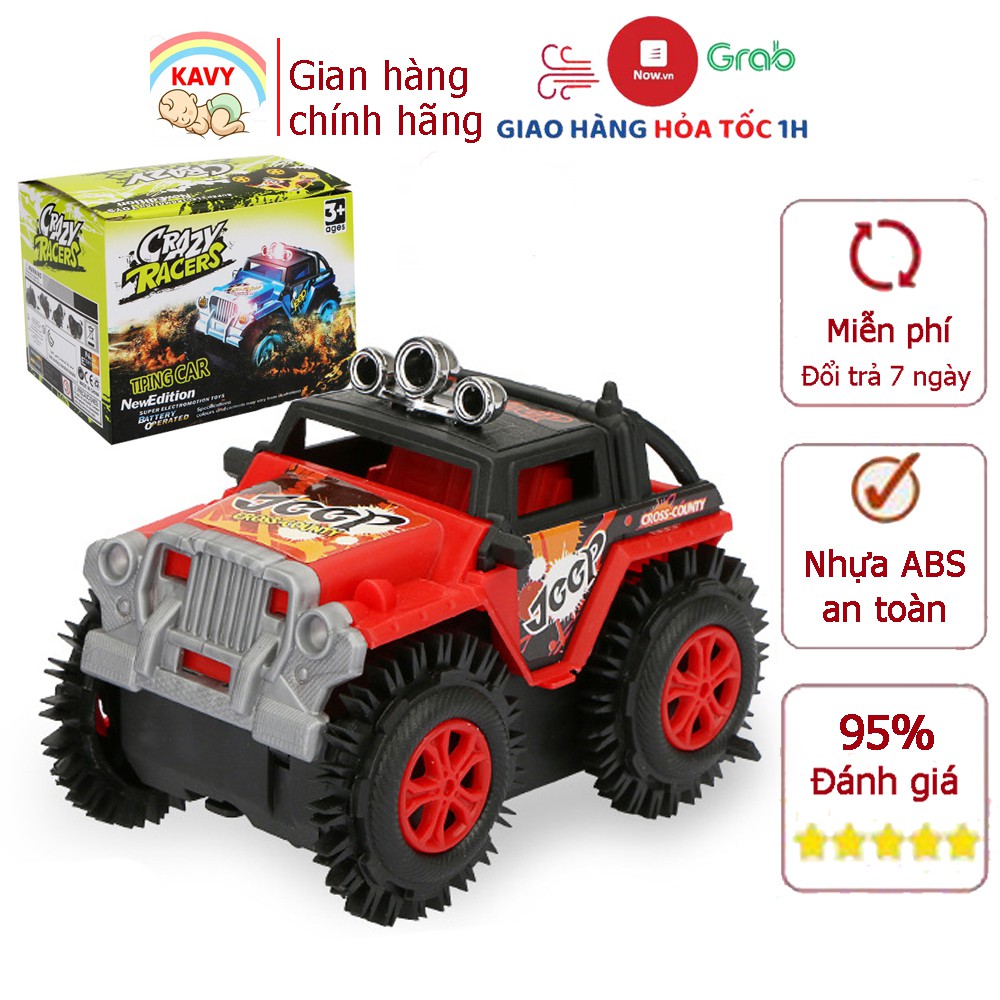 Đồ chơi trẻ em xe Jeep chạy bằng pin chất liệu nhựa không độc hại, chạy nhanh và khỏe (màu đỏ)