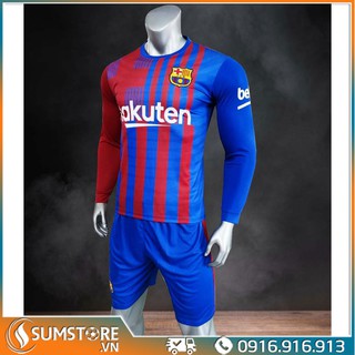 Bộ quần áo bóng đá CLB Barca - Đồ đá banh dài tay 2021