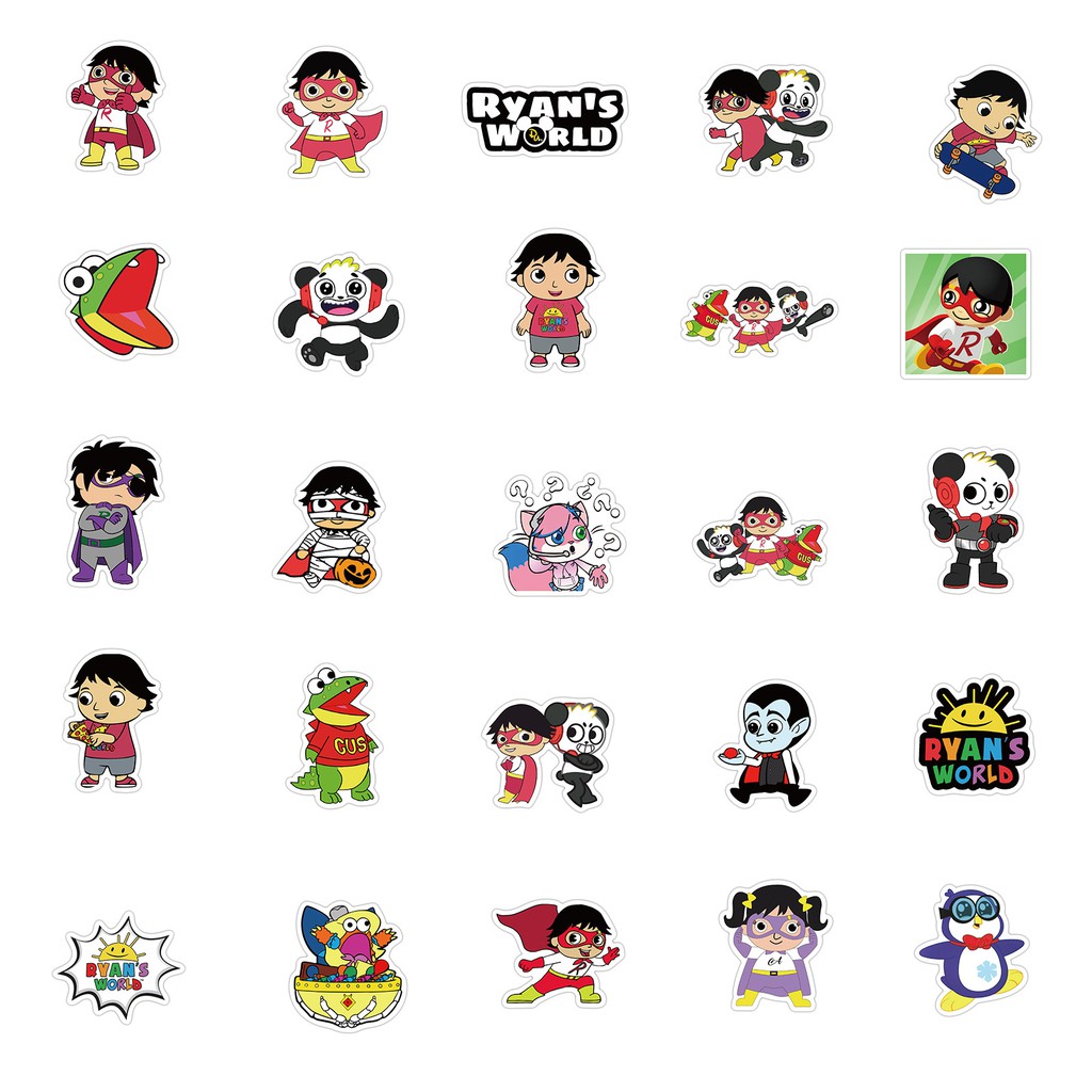 Set 50 miếng sticker hình Ryan's World dán trang trí chống thấm xinh xắn