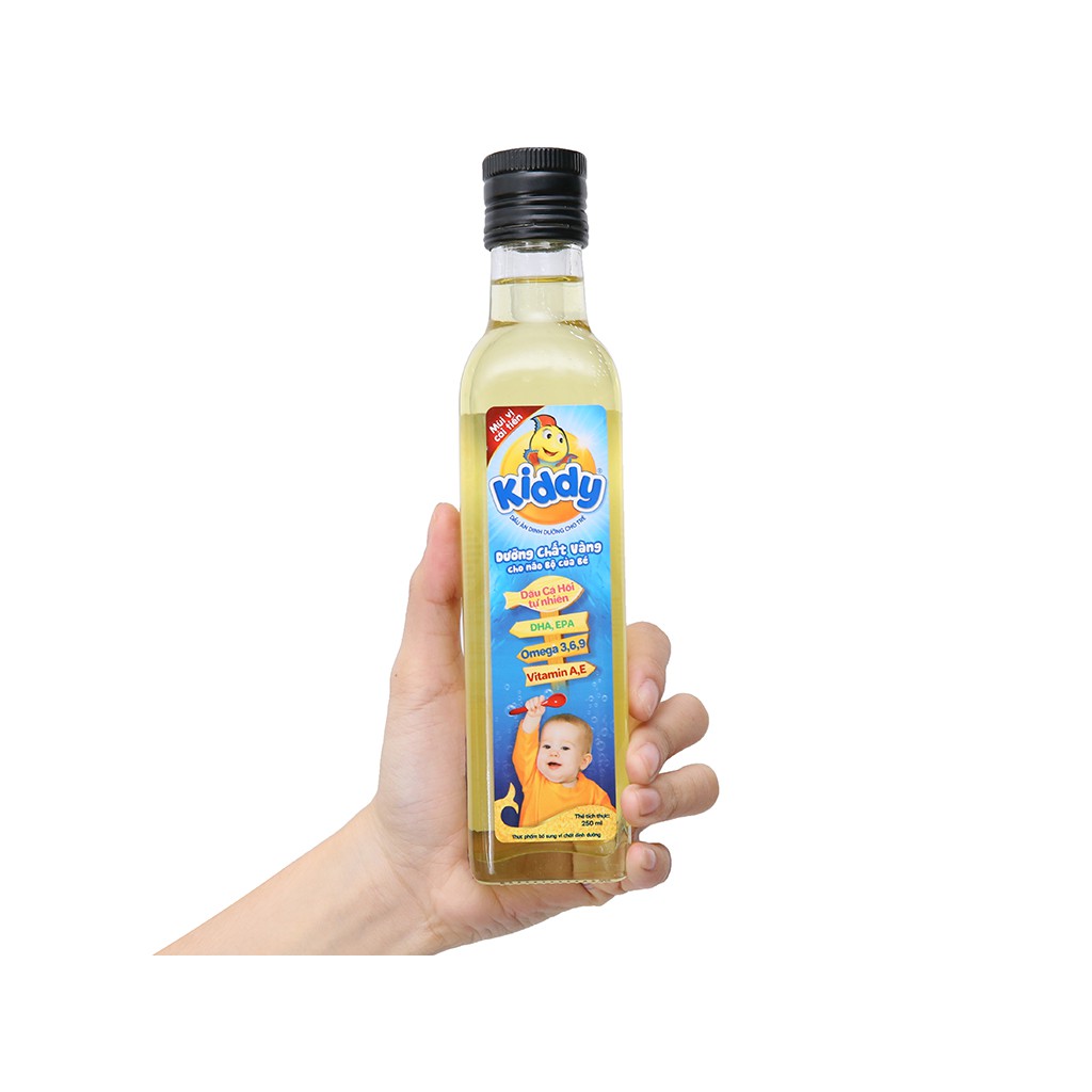 [ Nhà Phân phối ] Dầu ăn Kiddy dinh dưỡng Cá hồi 250ml - CHO BÉ YÊU THÔNG MINH VƯỢT TRỘI