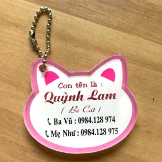 Bảng Tên Treo Cặp Cho Bé Handmade ( 1 mặt )