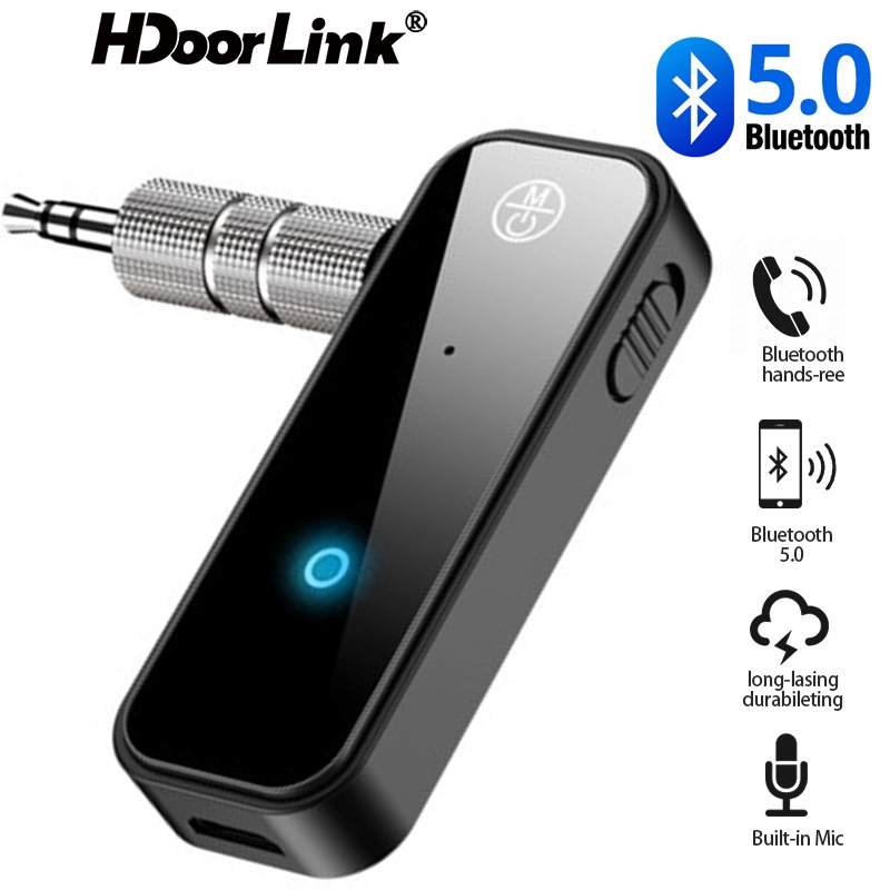 Thiết bị thu phát tín hiệu HdoorLink C28 truyền âm thanh không dây bluetooth 5.0 mini 2 trong 1 3.5mm AUX cho xe hơi/PC