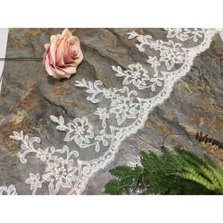 Ren chân cao cấp RC170731 bản 12cm dùng may đính váy đầm thời trang, váy cưới, ren trang trí decor, ren haute couture