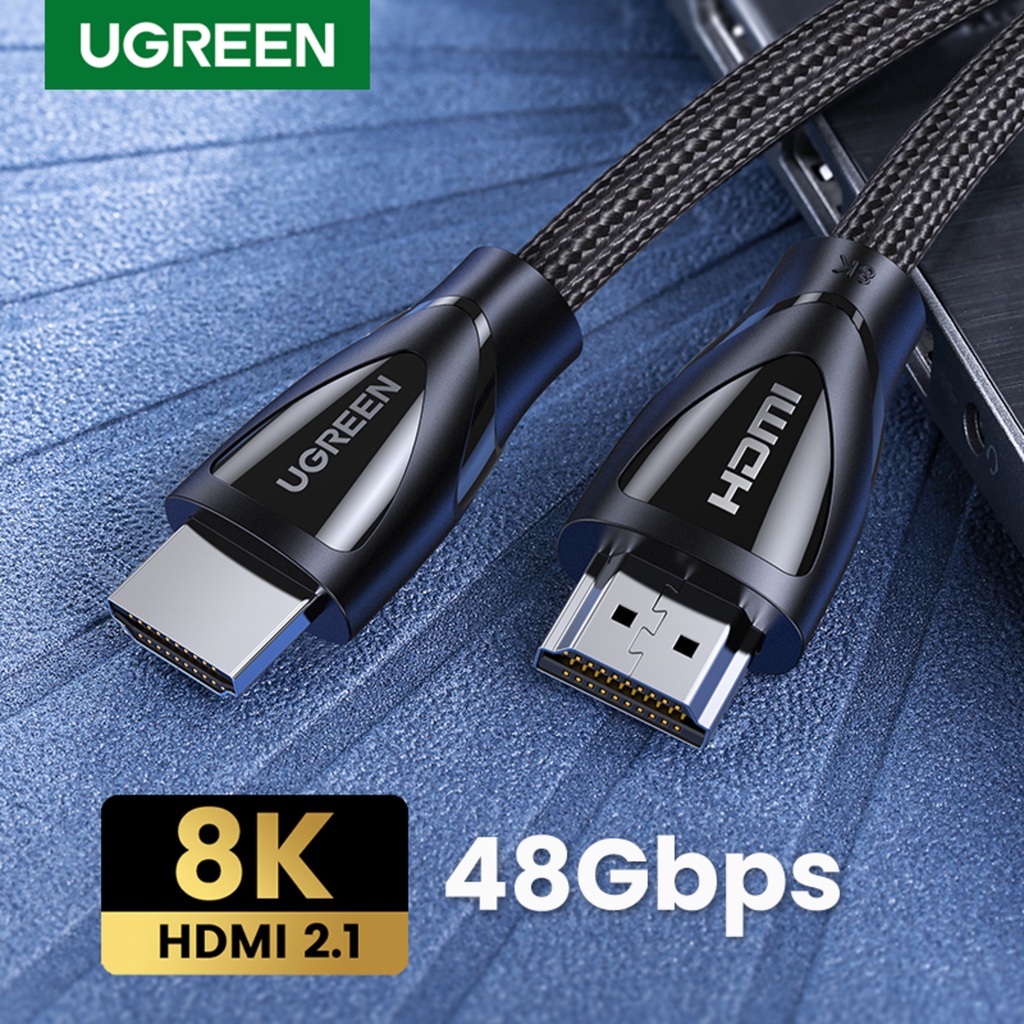 Cáp HDMI 2.1 Chính Hãng Ugreen 80404 80405 HD140 ULTRA HD 8K x 4K@60Hz 48Gbps Cao Cấp màu đen dây Mềm