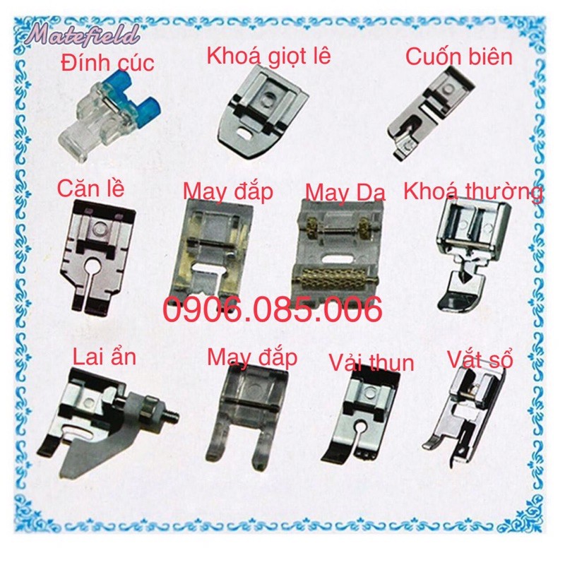 Bộ 11 chân vịt rành cho máy may gia đình đa năng .