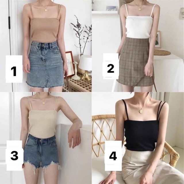 [CHỈ TRẢ ORDER FB] - ÁO HAI DÂY LEN TĂM