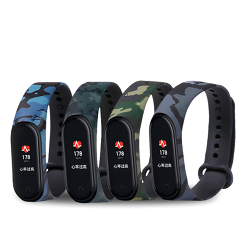 Dây Đeo Thay Thế Làm Từ Chất Liệu Silicon Hoạ Tiết Rằn Ri Cho Mi Band 3 / 4