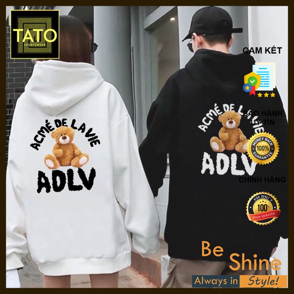 ÁO HOODIE có mũ ADLV - Áo Nỉ Bông dài tay Unisex Form Rộng Thời Trang Cá Tính - TATO Unisex Clothing