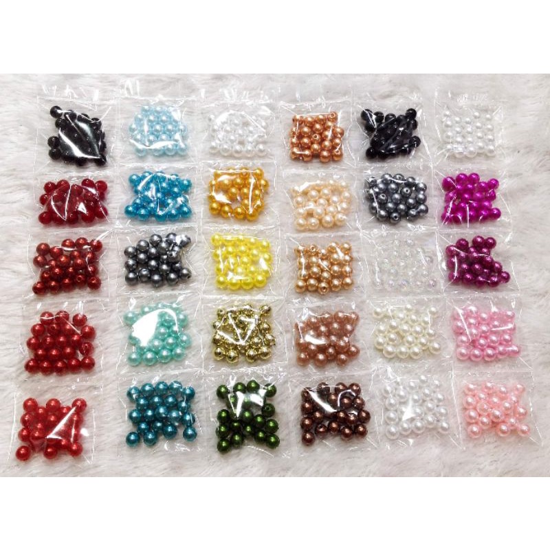 COMBO SIÊU TIẾT KIỆM - Gói 100 hạt cườm trai nhựa size 8mm theo tone màu xỏ vòng thời trang phong cách vintage