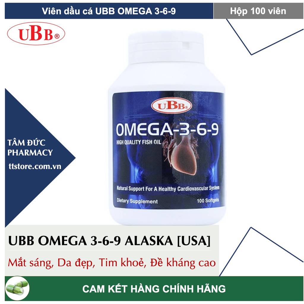 OMEGA 3-6-9 UBB [Hộp 100 viên] - Viên dầu cá Omega 369 Alaska USA