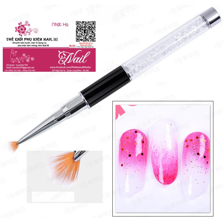 Cọ Dặm Nhũ, Dặm Vảy Cá Nhũ Omber Nail Cán đá - Lẻ 1 Cái
