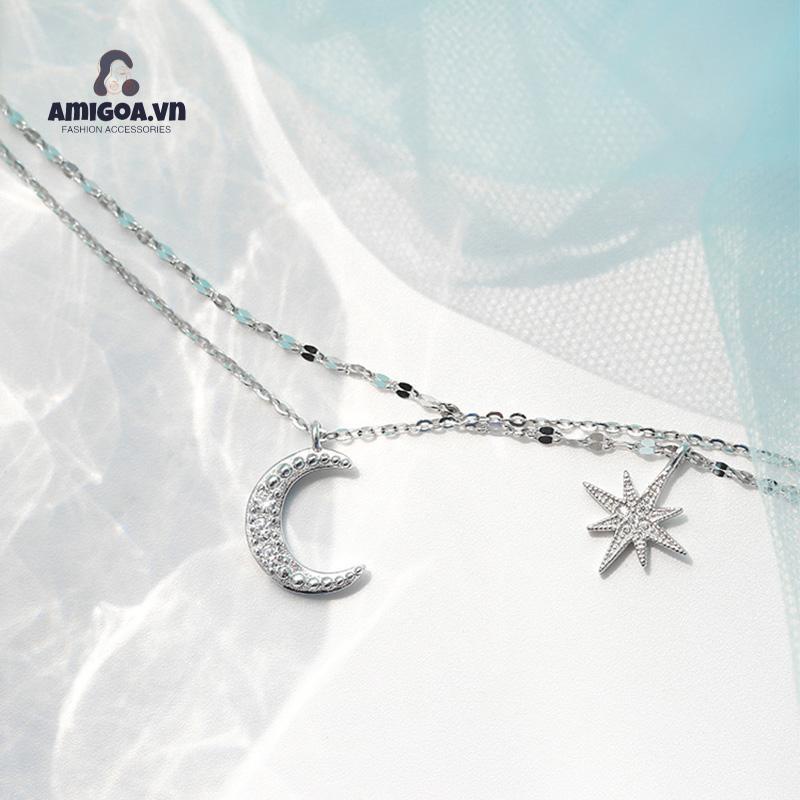 ✨✨Vòng cổ Mặt Trăng Và Ngôi Sao Đính Đá Thời Trang Cho Nữ