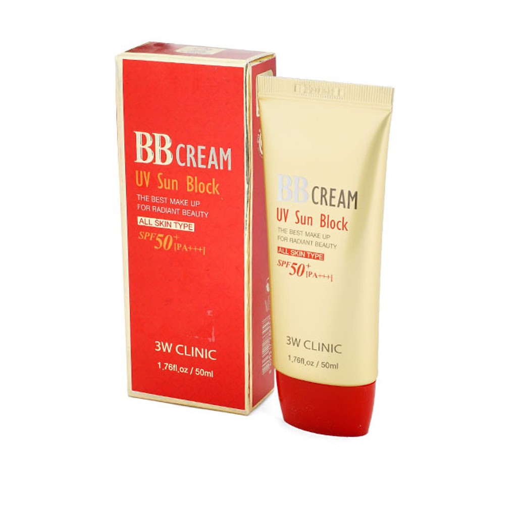 Kem nền trang điểm chống nắng 3W CLINIC BB CREAM UV SUN BLOCK 50ML - Hàn Quốc Chính Hãng