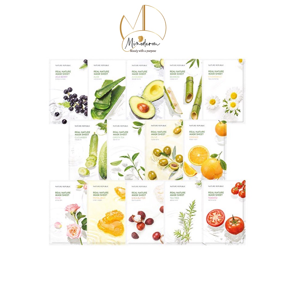 Mặt Nạ Giấy Nature Republic Real Nature Mask Sheet phục hồi, cấp ẩm, dưỡng trắng da 23ml