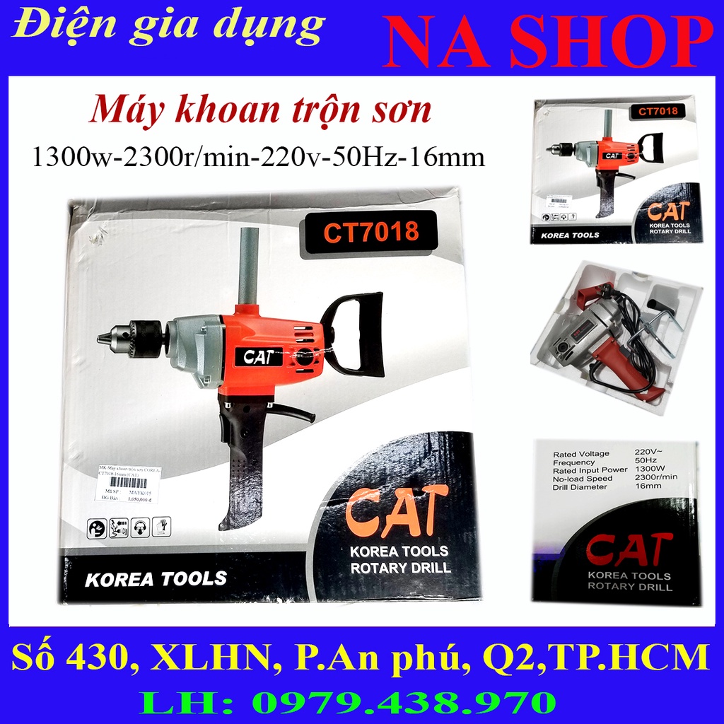NaShop - Máy khoan trộn sơn CAT-CT7018-Made in KOREA-1300w-2300r/min-16mm, công cụ dụng cụ công trường (CCDC)