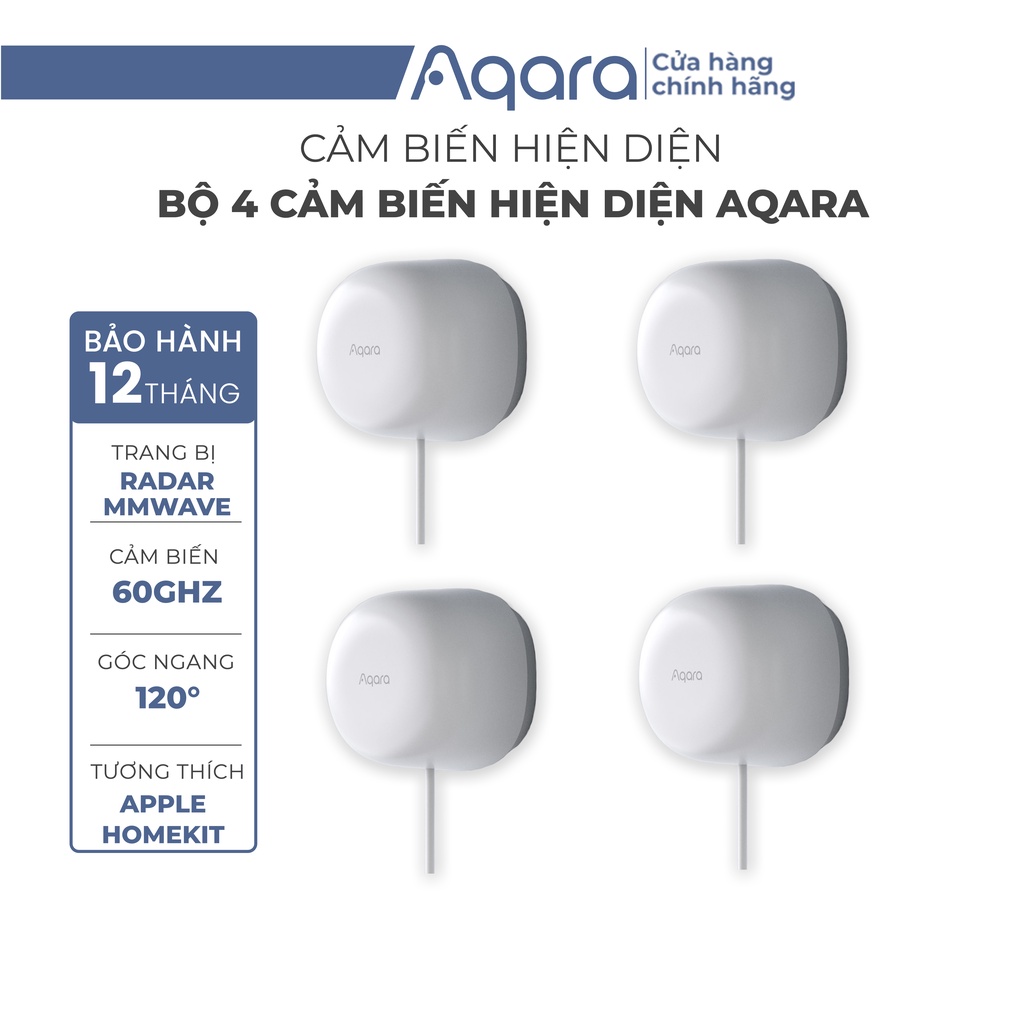 Bộ 4 Cảm biến hiện diện Aqara Human Presence Sensor FP1, nhận biết người chính xác hơn, tương thích Home Kit, cần Hub