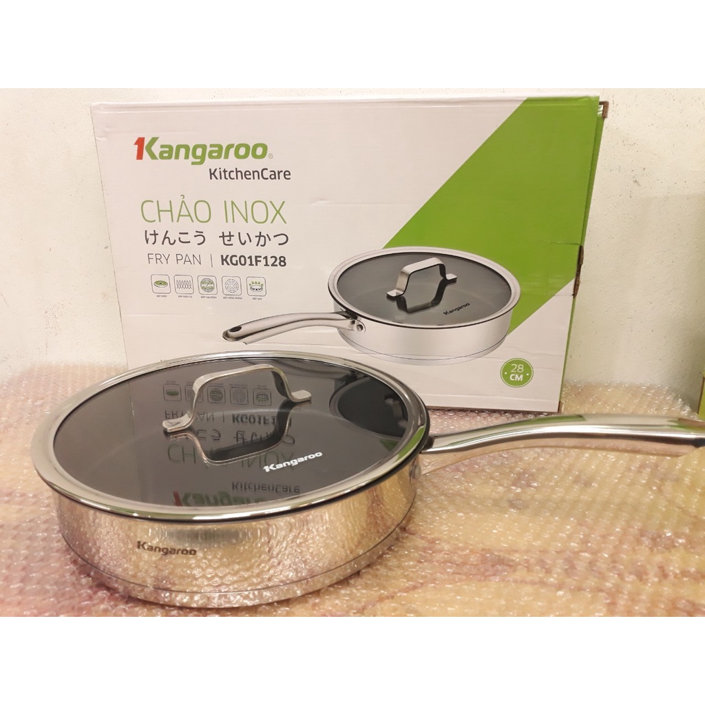 Chảo inox cao cấp 5 lớp size 28cm kangaroo hàng chính hãng