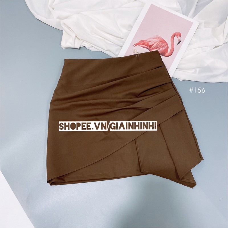 Chân váy chéo vạt dáng A, Chân váy dáng A cạp cao CV156 - NhiNhi Shop