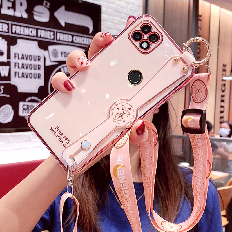 Ốp Điện Thoại Mềm Đính Đá Có Dây Đeo Cho Realme c25 c12 c25s c15 c21y