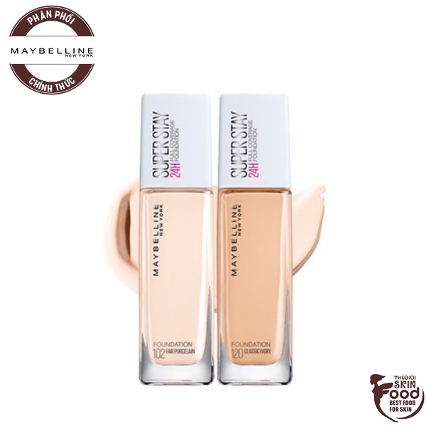 Kem nền che phủ hoàn hảo, bền màu, lâu trôi 24 giờ Maybelline Super Stay 24H Full Coverage Foundation 30ml