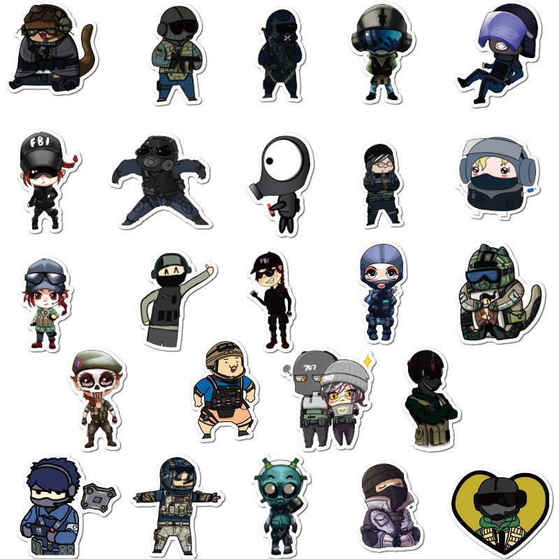 Set 49 miếng sticker dán trang trí hình game Tom Clancy's Rainbow Six Siege