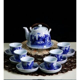 Bộ ấm chén men ngọc lam